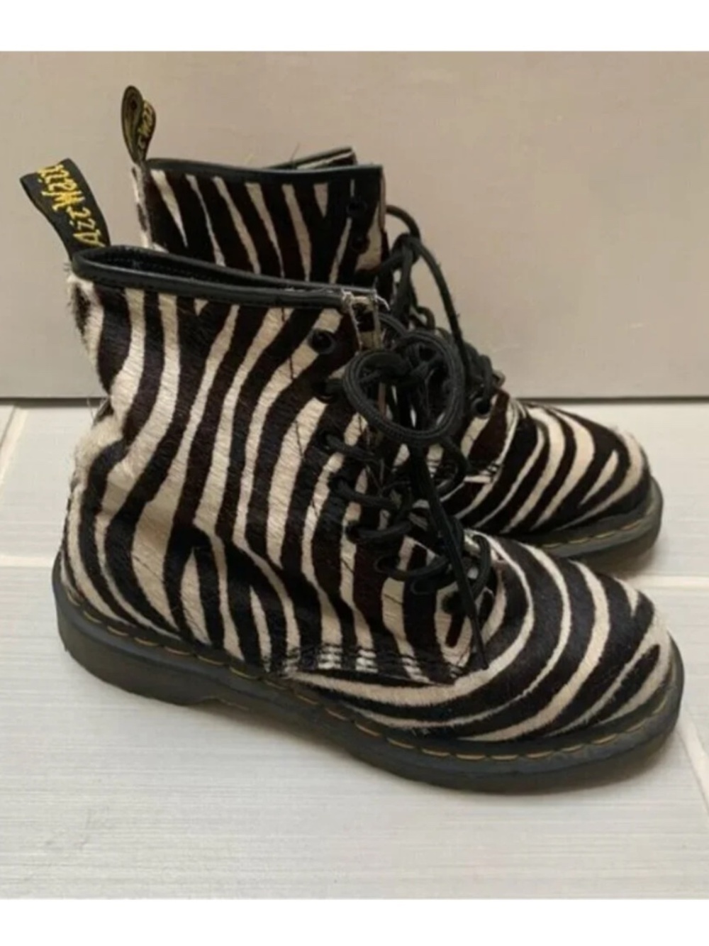 Dr. Martens Zebra Print Pony Hair Leather Boots #3 Rare 6